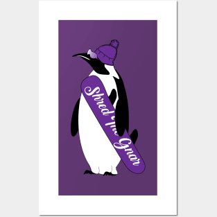 Shred The Gnar Penguin Snowboarder Posters and Art